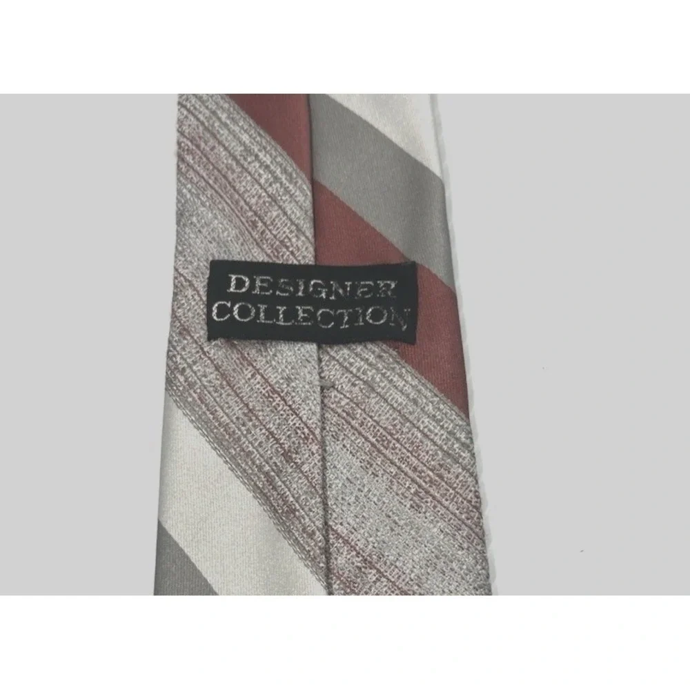 Designer Collection Men's Necktie Striped Burgundy Gray Silver‎ Formal 3 Inch